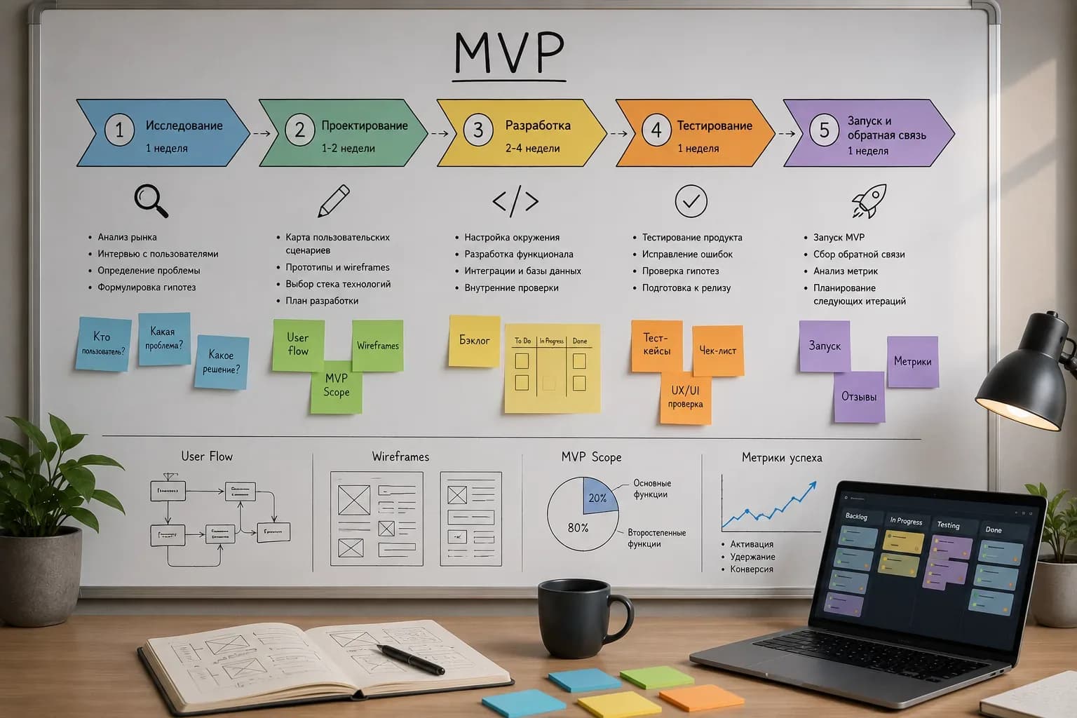 Разработка MVP: пошаговый план запуска за 4–8 недель