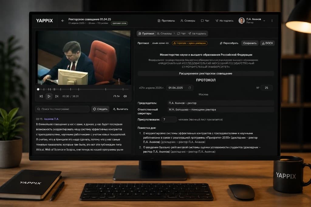 Протокол — интерфейс AI-ассистента для совещаний